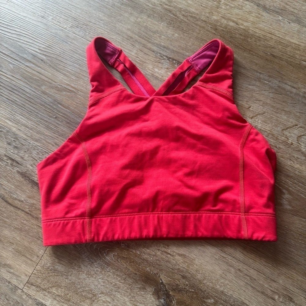 Outdoor Voices Women's Small Red Pink Sports Bra Criss Cross Back Active No Pads